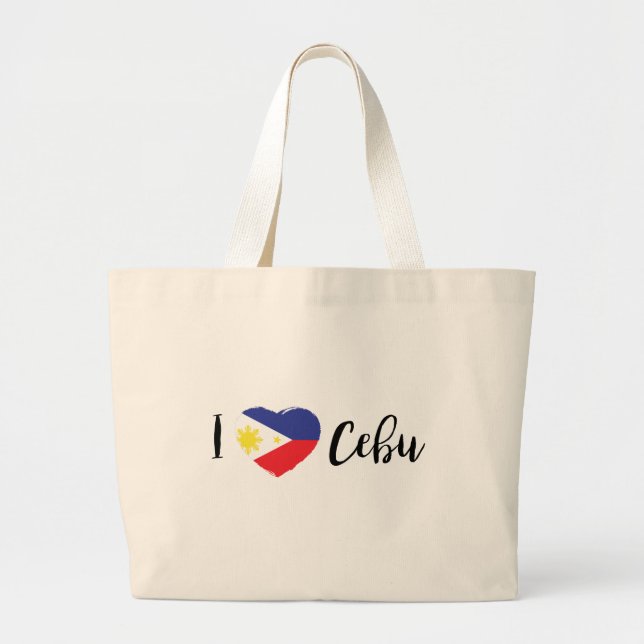 I Liebe Cebu mit Philippinen-Flaggen-Herzen Jumbo Stoffbeutel (Vorne)