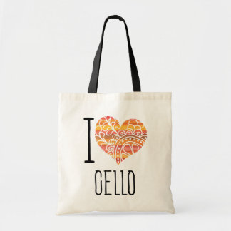 I Liebe Cello Orange Mandala Heart Tragetasche