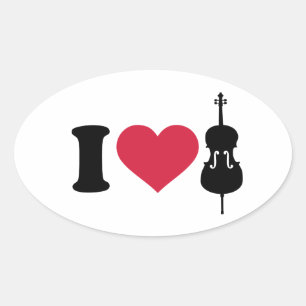 I Liebe Cello Ovaler Aufkleber