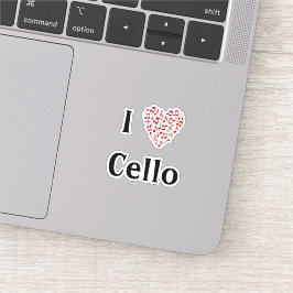 I Liebe Cello Rotes Herz Musiknoten Vinyl Aufkleber