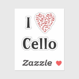 I Liebe Cello Rotes Herz Musiknoten Vinyl Aufkleber