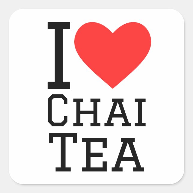 I Liebe Chai Tee Quadratischer Aufkleber (Vorderseite)