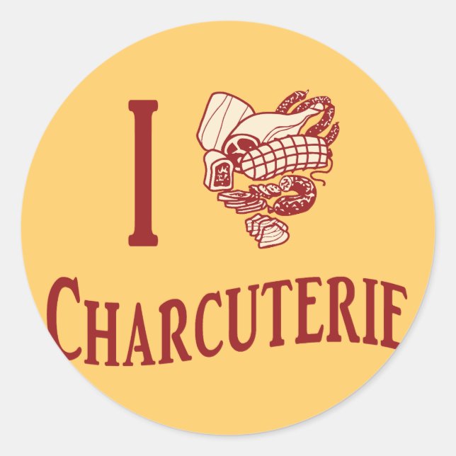 I Liebe Charcuterie Runder Aufkleber (Vorderseite)