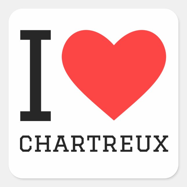 I Liebe chartreux Quadratischer Aufkleber (Vorderseite)
