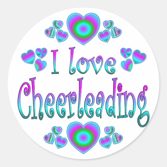 I Liebe Cheerleader Runder Aufkleber (Vorderseite)