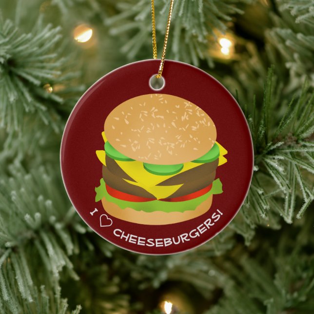 I Liebe Cheeseburgers Keramik Ornament (Baum)
