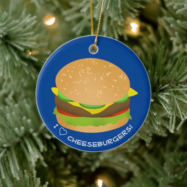 I Liebe Cheeseburgers Keramik Ornament (Baum)