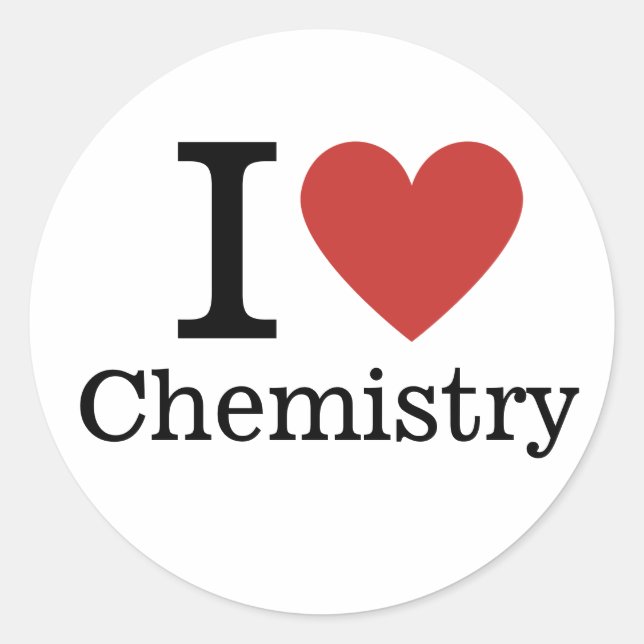 I ❤️ Liebe Chemie für Studierende/Fakultät Runder Aufkleber (Vorderseite)