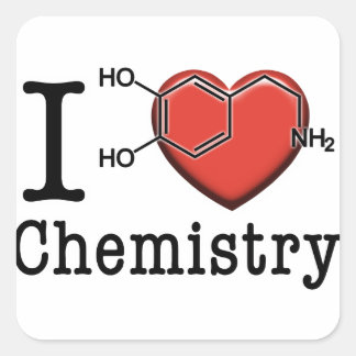 I Liebe Chemie Quadratischer Aufkleber
