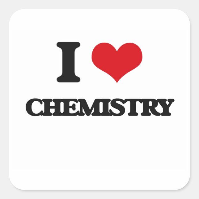 I Liebe Chemie Quadratischer Aufkleber (Vorderseite)