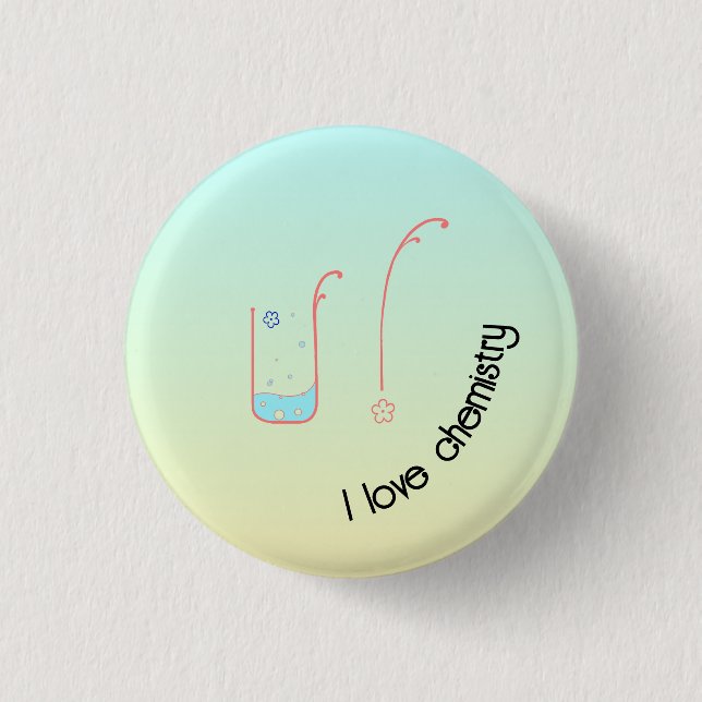 I Liebe Chemietaste mit Becherdesign Button (Vorderseite)