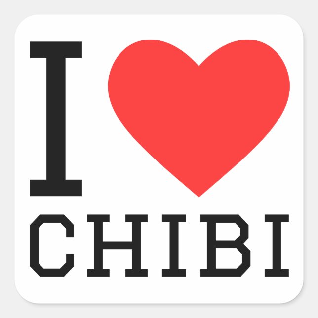 I Liebe Chibi-Aufkleber Quadratischer Aufkleber (Vorderseite)