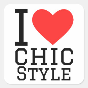 I Liebe Chic Style Quadratischer Aufkleber