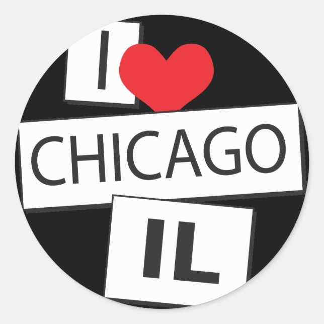 I Liebe Chicago IL Runder Aufkleber (Vorderseite)