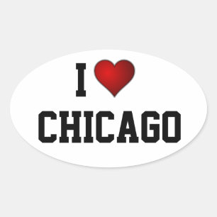 I Liebe Chicago Ovaler Aufkleber