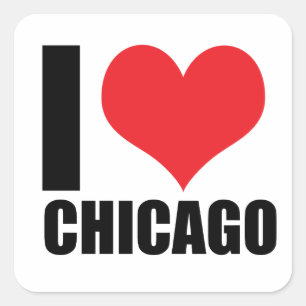I Liebe Chicago Quadratischer Aufkleber