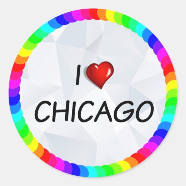 I Liebe Chicago, Textdesign Runder Aufkleber (Vorderseite)