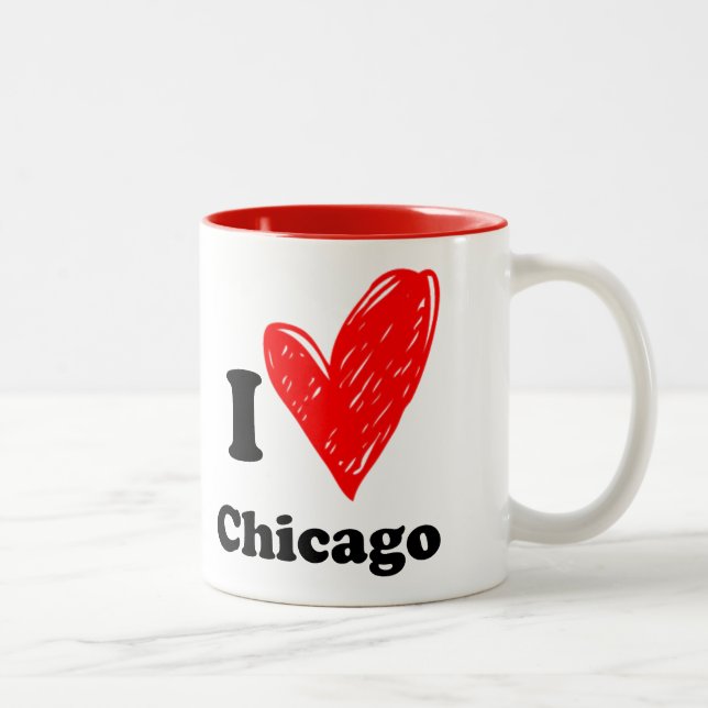 I Liebe Chicago Zwei-Tonen-Kaffee-Tasse Zweifarbige Tasse (Rechts)