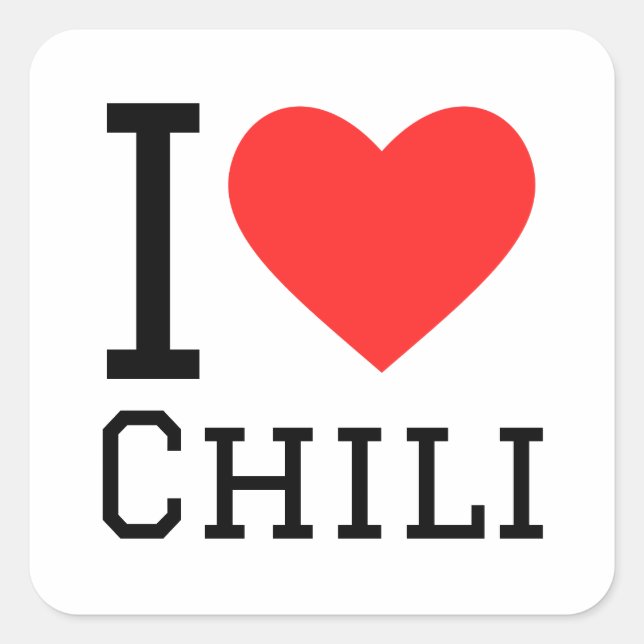 I LIEBE CHILI QUADRATISCHER AUFKLEBER (Vorderseite)