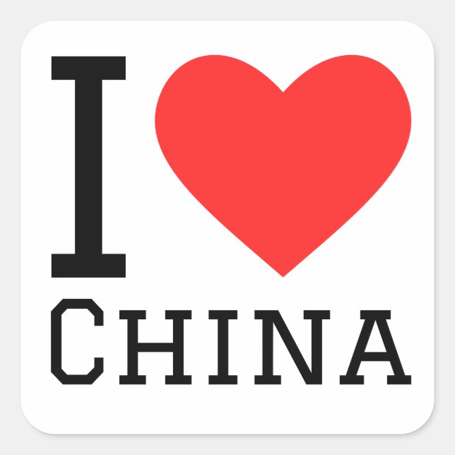 I LIEBE CHINA QUADRATISCHER AUFKLEBER (Vorderseite)