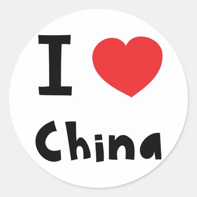I LIEBE CHINA RUNDER AUFKLEBER (Vorderseite)