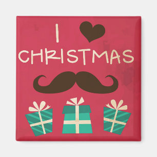 I Liebe Christmas Mustache Magnet