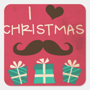 I Liebe Christmas Mustache Sticker