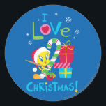 I Liebe Christmas - TWEETY™ Runder Aufkleber<br><div class="desc">Looney Tunes Weihnachten</div>