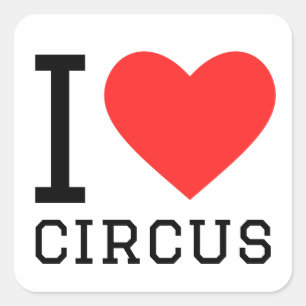 I Liebe Circus Quadratischer Aufkleber