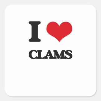 I Liebe Clams Quadratischer Aufkleber