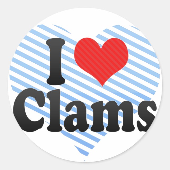 I Liebe Clams Runder Aufkleber (Vorderseite)