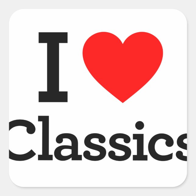 I Liebe Classics Quadratischer Aufkleber (Vorderseite)