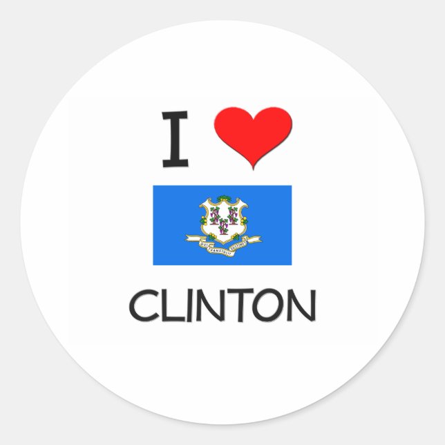 I Liebe Clinton Connecticut Runder Aufkleber (Vorderseite)