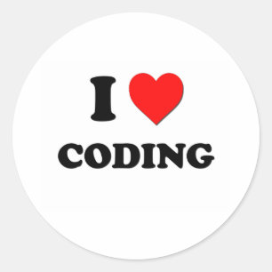 I Liebe Coding Runder Aufkleber