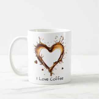 I Liebe Coffee, Herz-Coffee Splash Design, Funny Kaffeetasse