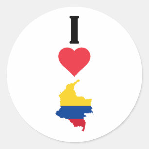 I Liebe Colombia Vertikal I Herzenlandkarte Runder Aufkleber