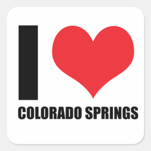 I Liebe Colorado Springs Quadratischer Aufkleber