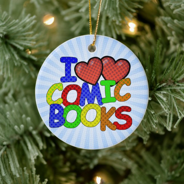 I Liebe Comic Books Keramik Ornament (Baum)