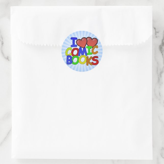 I Liebe Comic Books Runder Aufkleber (Tasche)