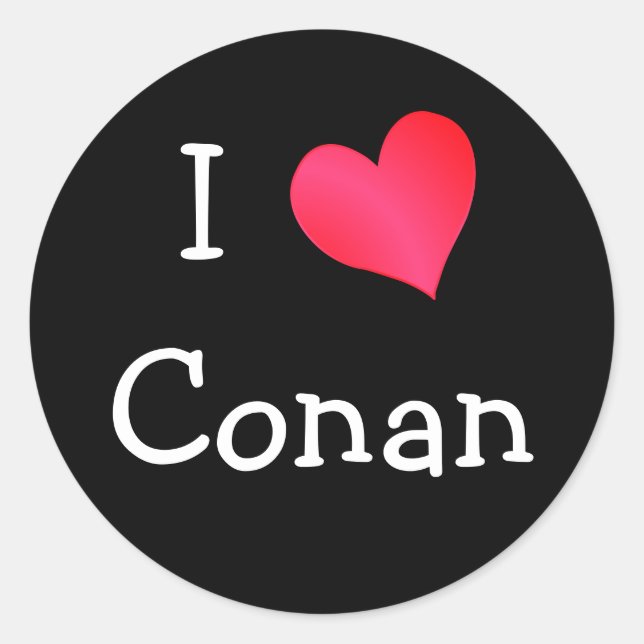 I Liebe Conan Runder Aufkleber (Vorderseite)
