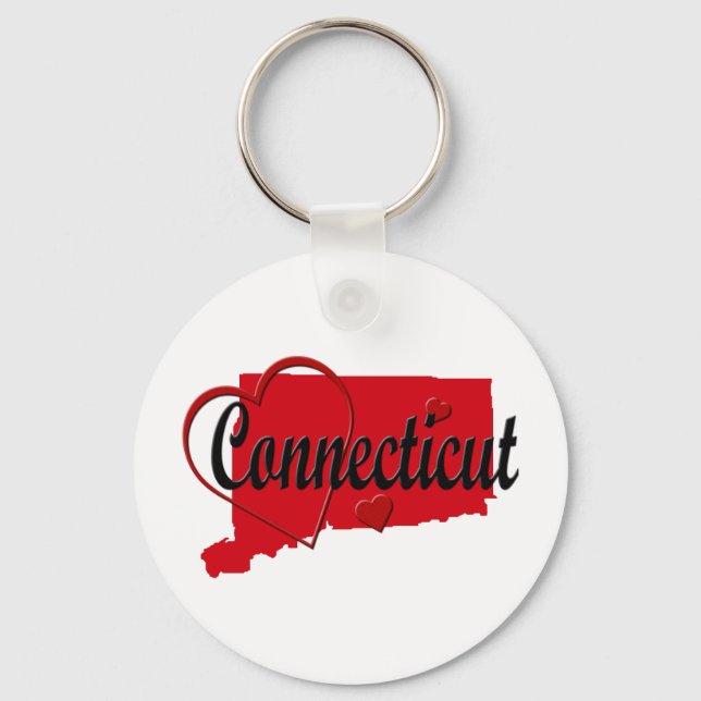 I Liebe Connecticut Herzkarte Schlüsselanhänger (Vorderseite)