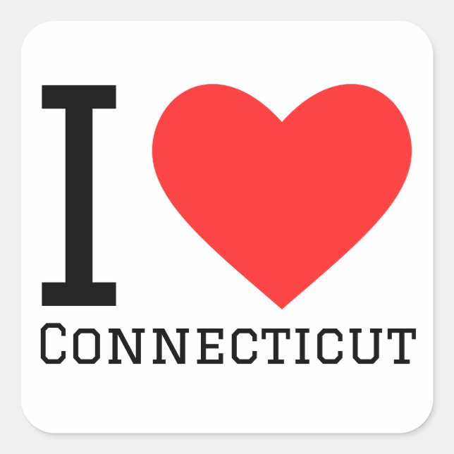 I Liebe Connecticut Quadratischer Aufkleber (Vorderseite)