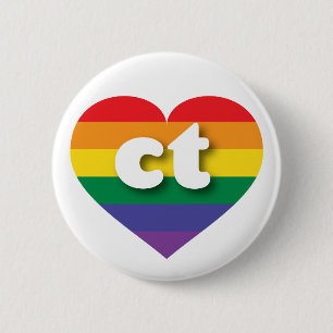 I Liebe Connecticut Rainbow Heart Button