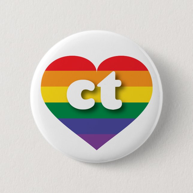 I Liebe Connecticut Rainbow Heart Button (Vorderseite)