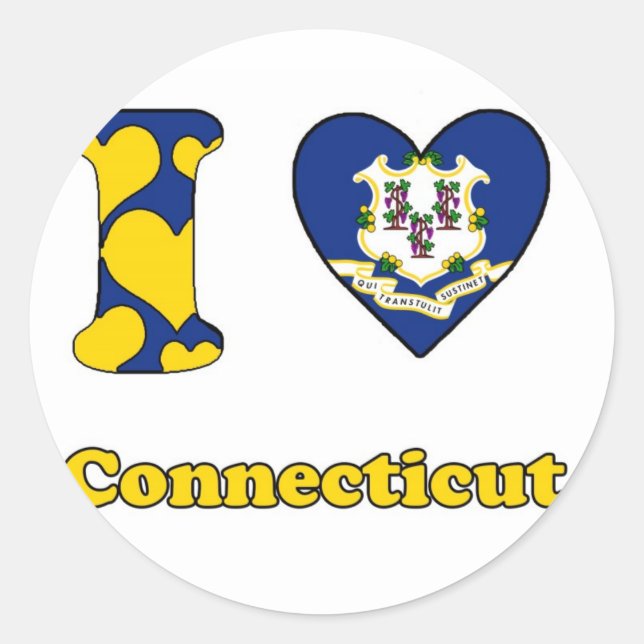 I Liebe Connecticut Runder Aufkleber (Vorderseite)