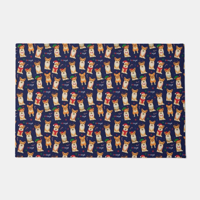 I Liebe Corgis Christmas Doormat Fußmatte (Vorderseite)