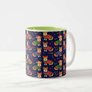I Liebe Corgis Christmas Sweater Zweifarbige Tasse