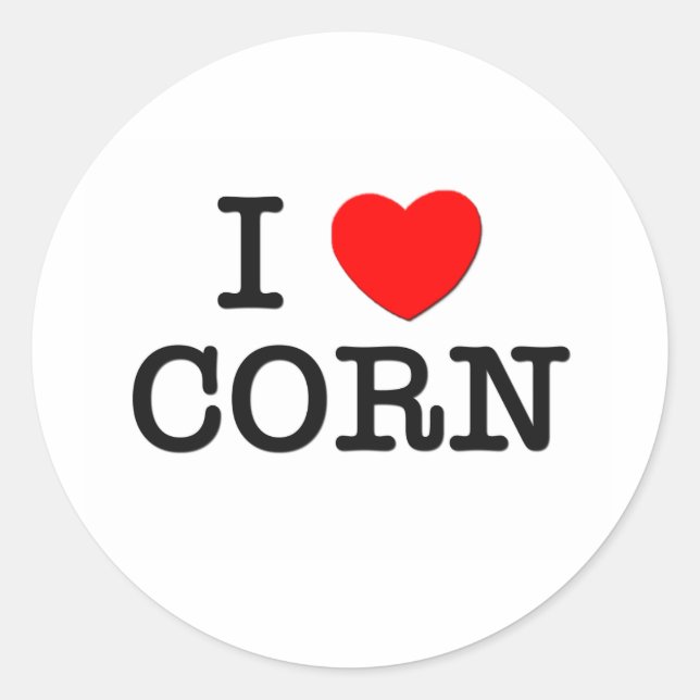 I Liebe CORN (Lebensmittel) Runder Aufkleber (Vorderseite)