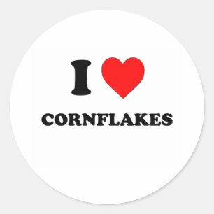 I Liebe Cornflakes Runder Aufkleber