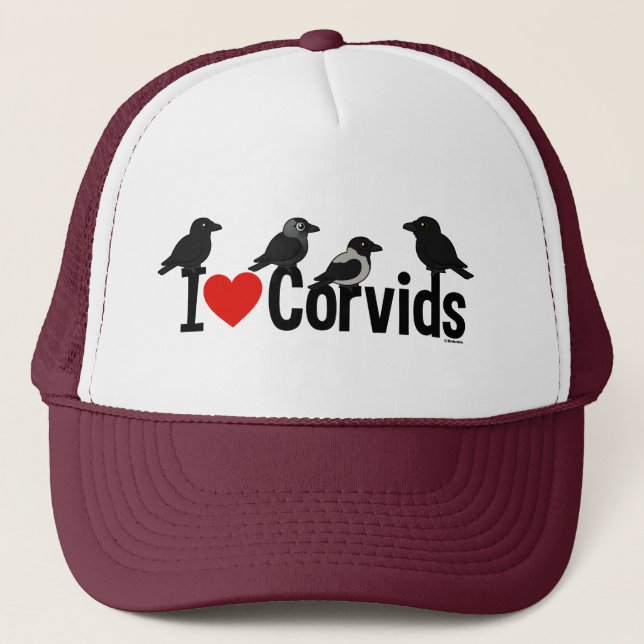 I Liebe Corvids Truckerkappe (Vorderseite)